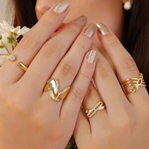 ANEL REGULÁVEL ORGÂNICO LUXO BANHADO A OURO