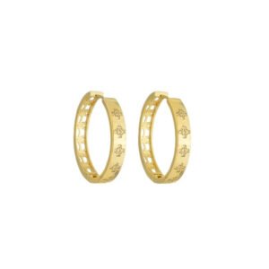 BRINCO DE ARGOLA COM ZIRCÔNIAS CRISTAIS BANHADO A OURO