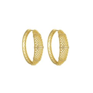 BRINCO DE ARGOLA VAZADO COM ZIRCÔNIA BANHADO A OURO