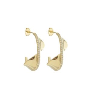 BRINCO DE ARGOLA CRUZADO CRAVEJADO COM ZIRCÔNIA BANHADO A OURO