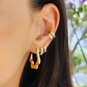 BRINCO DE ARGOLA ORGÂNICA LIXADA BANHADO A OURO