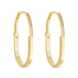 BRINCO DE ARGOLA SLIM CRAVEJADO COM ZIRCÔNIAS CRISTAL BANHADO A OURO