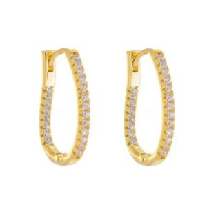 BRINCO DE ARGOLA ORGÂNICA COM ZIRCÔNIA CRISTAL BANHADO A OURO