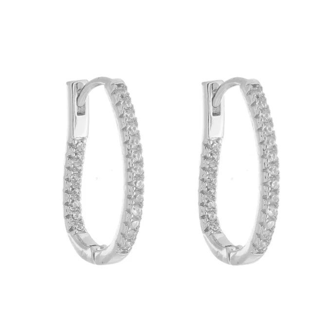 BRINCO DE ARGOLA ORGÂNICA COM ZIRCÔNIA CRISTAL BANHADO A RÓDIO