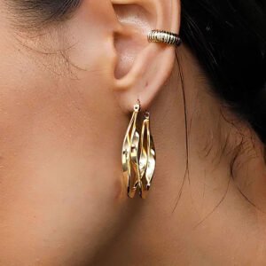 BRINCO ARGOLA DE ARO DUPLO ORGÂNICO BANHADO A OURO