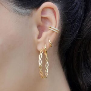 BRINCO DE ARGOLA TRANÇADA BANHADO A OURO