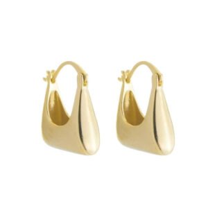 BRINCO DE ARGOLA TRIANGULAR ABAULADA BANHADO A OURO