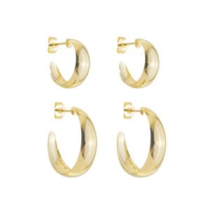 DUPLA DE ARGOLAS LISAS ABAULADAS BANHADO A OURO