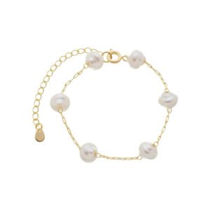 PULSEIRA COM PÉROLAS BANHADO A OURO