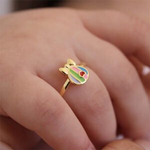 ANEL INFANTIL  BALÃO BANHADO A OURO  18K