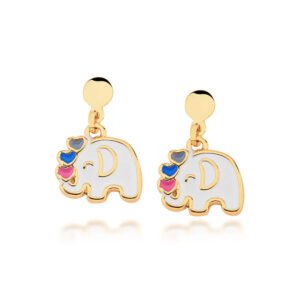 CONJUNTO ELEFANTE BANHADO A OURO 18K