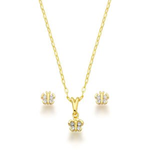 CONJUNTO DE BORBOLETA BANHADO A OURO